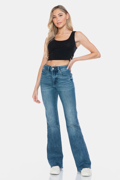 Judy Blue Full Size Tummy Control Cut Hem Flare Jeans - Golden Treasures  # #