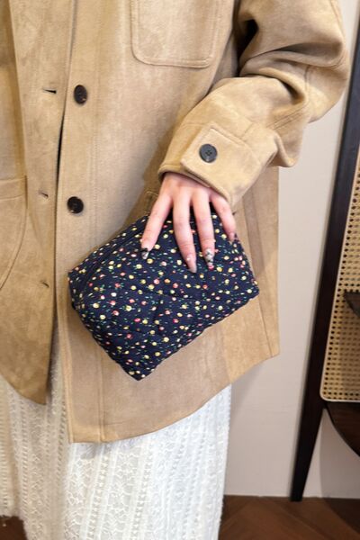 Floral Quilted Clutch with Plaid Lining - Golden Treasures  # #