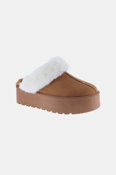 Weeboo Thick Bottom Fur Trim Snow Slippers - Golden Treasures  # #