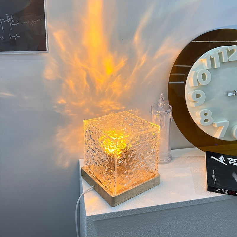 LED Water Ripple Ambient Night Light USB Rotating Projection Crystal Table Lamp RGB Dimmable Home Decoration 16 Color Gifts - Golden Treasures  # #