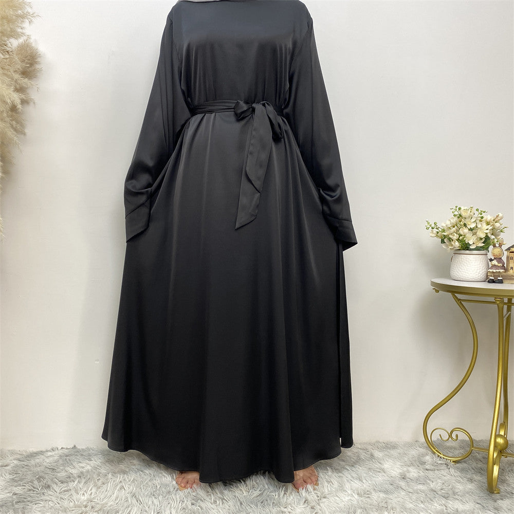 Women's Lace Up Satin Muslim Dress - Golden Treasures 