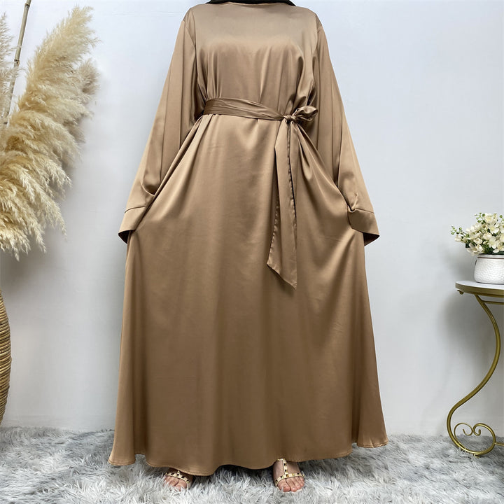 Women's Lace Up Satin Muslim Dress - Golden Treasures 