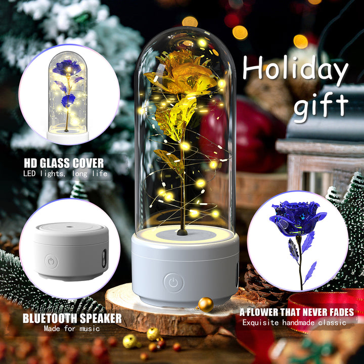 Rose Flowers LED Light, Bluetooth Speaker Valentine's Day Gift Rose Luminous Ornament - Golden Treasures  # #