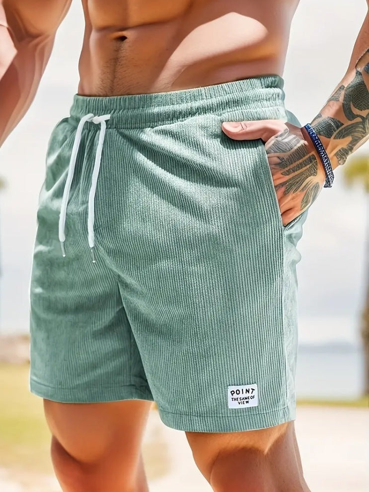 Lace-up Drawstring Shorts Summer Corduroy Sports Short Pants Mens Clothing - Golden Treasures  # #