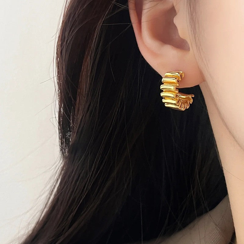 Retro Hong Kong Style Elegant Ear Studs Niche High Sense - Golden Treasures 