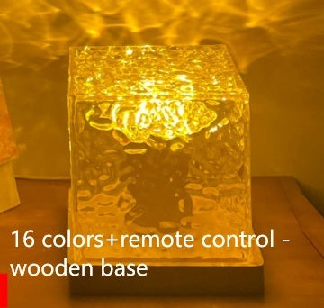 LED Water Ripple Ambient Night Light USB Rotating Projection Crystal Table Lamp RGB Dimmable Home Decoration 16 Color Gifts - Golden Treasures  # #