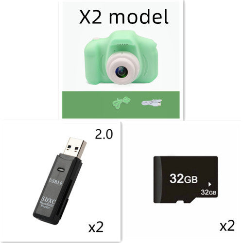 X2 HD Mini Cartoon Kids Digital Camera - Golden Treasures 