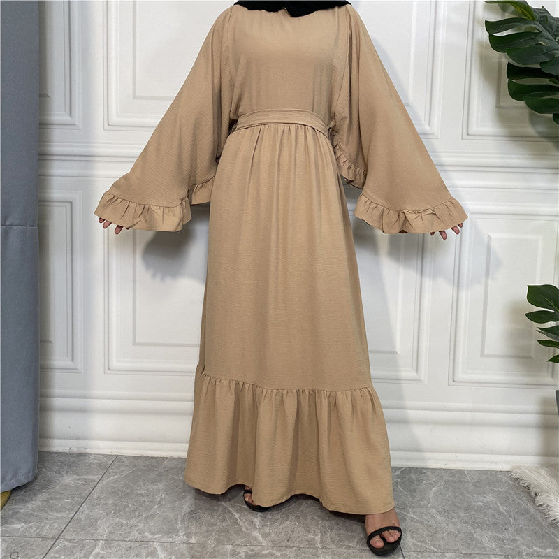 Fashionable Women's Solid Color Patchwork Modest Dress - Golden Treasures 