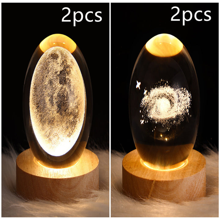 LED Night Light Galaxy Crystal Ball Table Lamp 3D Planet Moon Lamp Bedroom Home Decor For Kids Party Children Birthday Gifts - Golden Treasures 