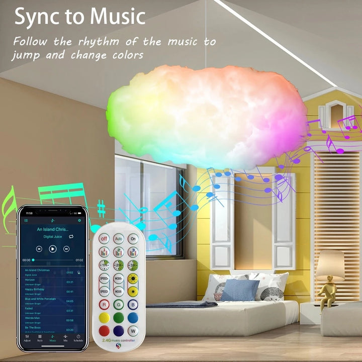 USB Cloud Light APP Control Music Synchronization 3D RGBIC Ambient Light Lightning Simulation Clouds Bedroom Room Light - Golden Treasures  # #