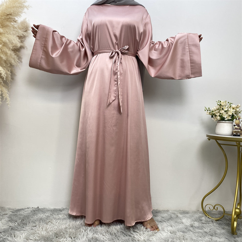 Women's Lace Up Satin Muslim Dress - Golden Treasures 