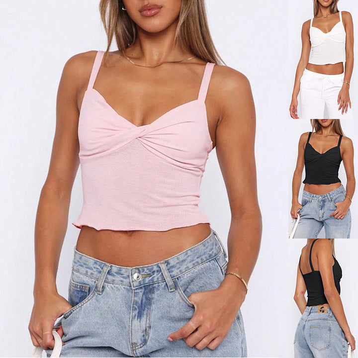 V-neck Summer Versatile Short Top Girl Street Style Women's Clothing