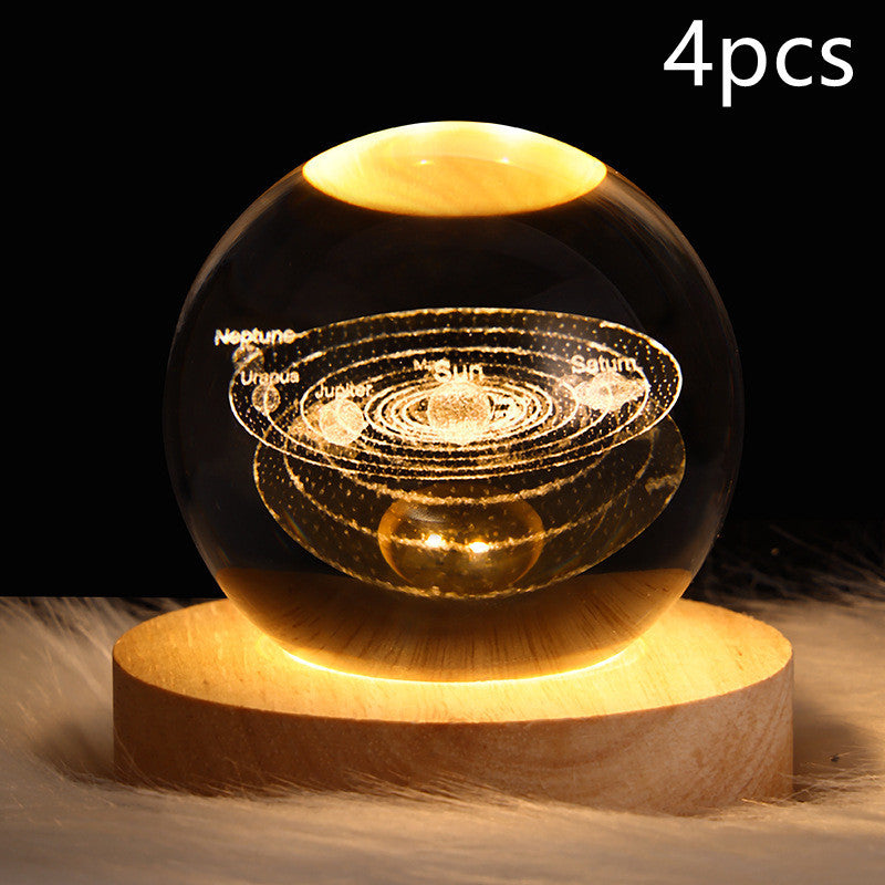 LED Night Light Galaxy Crystal Ball Table Lamp 3D Planet Moon Lamp Bedroom Home Decor For Kids Party Children Birthday Gifts - Golden Treasures 