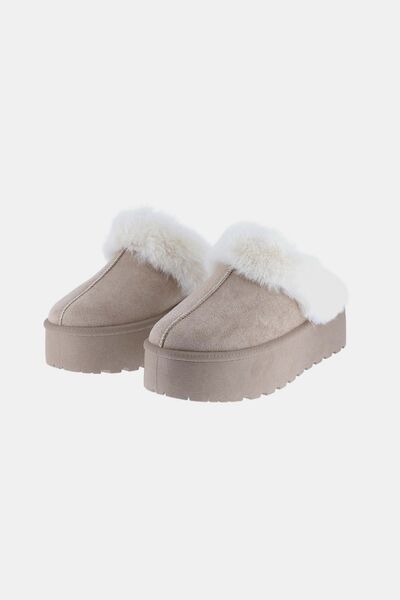 Weeboo Thick Bottom Fur Trim Snow Slippers - Golden Treasures  # #