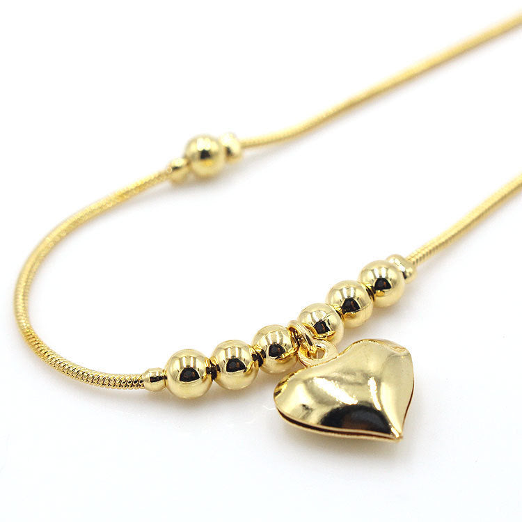 Fashionable Golden Heart-shaped Pendant Anklet - Golden Treasures  # #