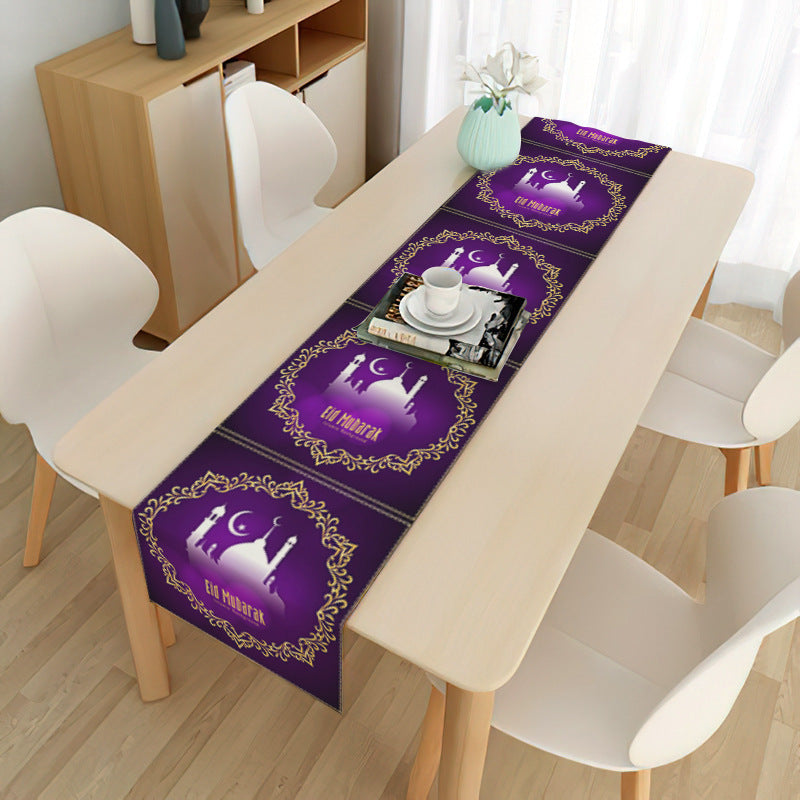 Home Muslim Ramadan Decorative Cloth Table Flag - Golden Treasures  # #