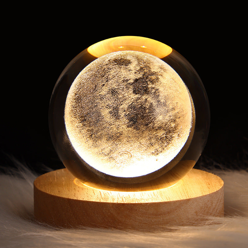 LED Night Light Galaxy Crystal Ball Table Lamp 3D Planet Moon Lamp Bedroom Home Decor For Kids Party Children Birthday Gifts - Golden Treasures  # #