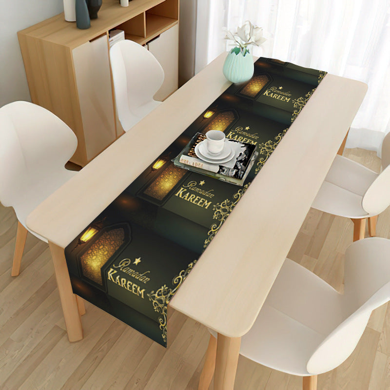 Home Muslim Ramadan Decorative Cloth Table Flag - Golden Treasures  # #