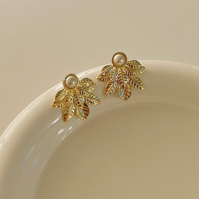 Retro Hong Kong Style Elegant Ear Studs Niche High Sense - Golden Treasures 