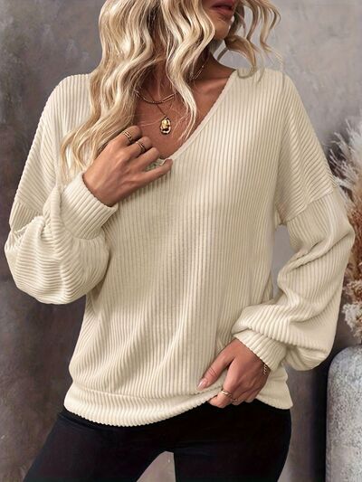 Bow Back V-Neck Drop Shoulder T-Shirt - Golden Treasures  # #