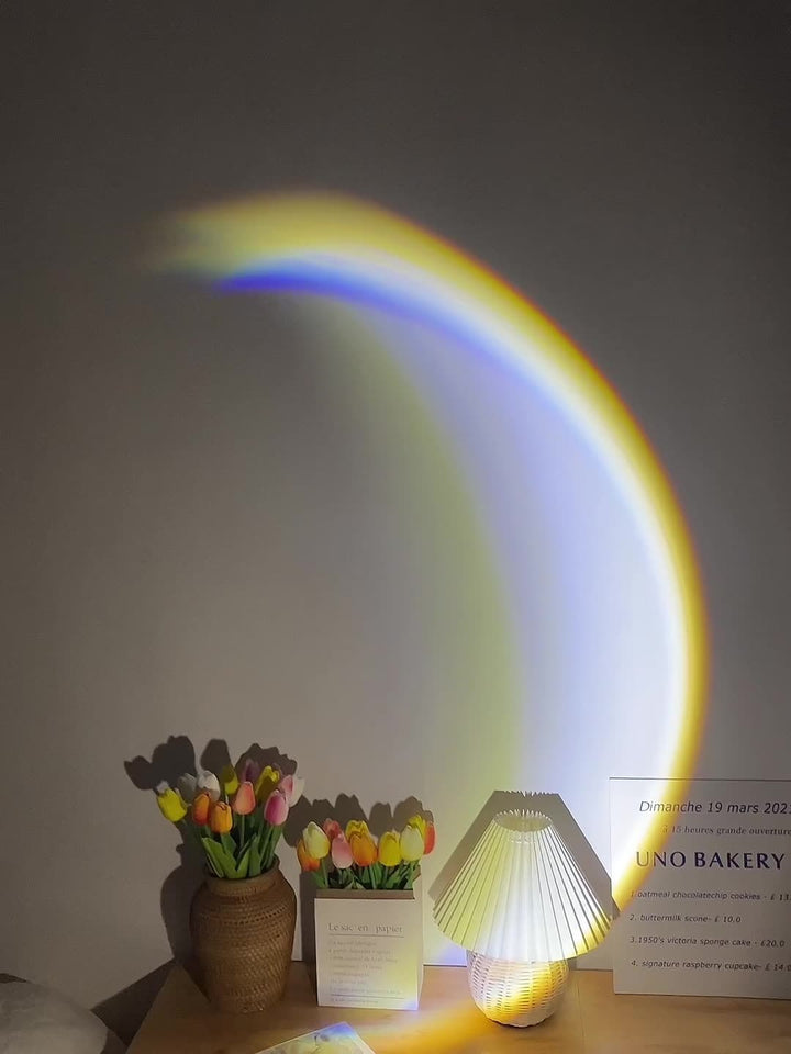 INS USB Moon Lamp LED Rainbow Neon Night Sunset Light Projector Photography Wall Atmosphere Lighting For Bedroom Home Decor - Golden Treasures  # #