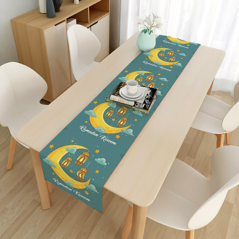 Home Muslim Ramadan Decorative Cloth Table Flag - Golden Treasures  # #