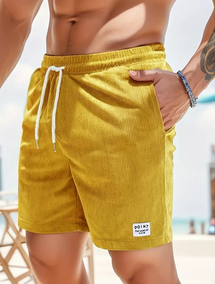 Lace-up Drawstring Shorts Summer Corduroy Sports Short Pants Mens Clothing - Golden Treasures  # #