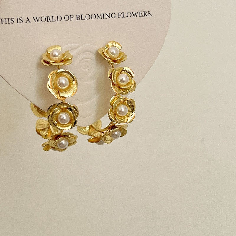 Retro Hong Kong Style Elegant Ear Studs Niche High Sense - Golden Treasures  # #