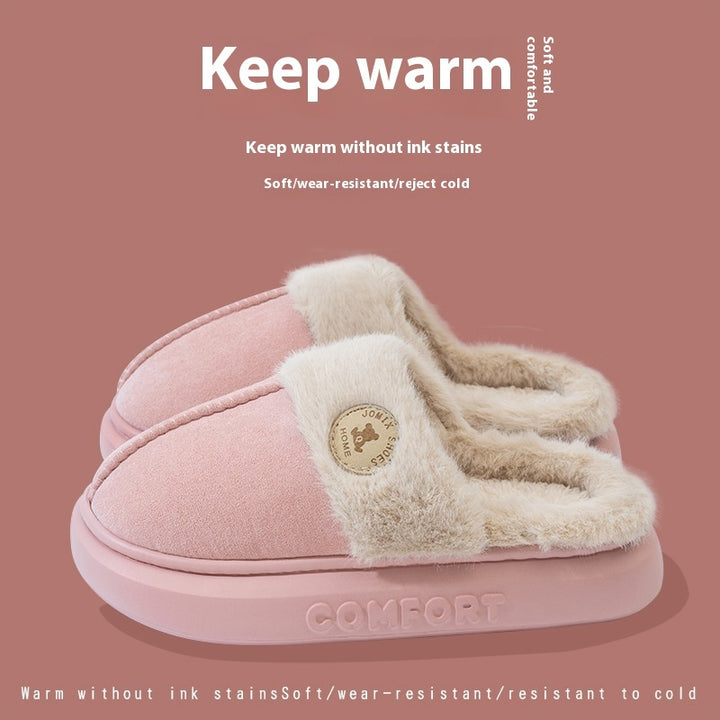 New Plush Slippers For Women Men Winter Warm Home Slipper Indoor Thick-soled Fleece Shoes - Golden Treasures  # #