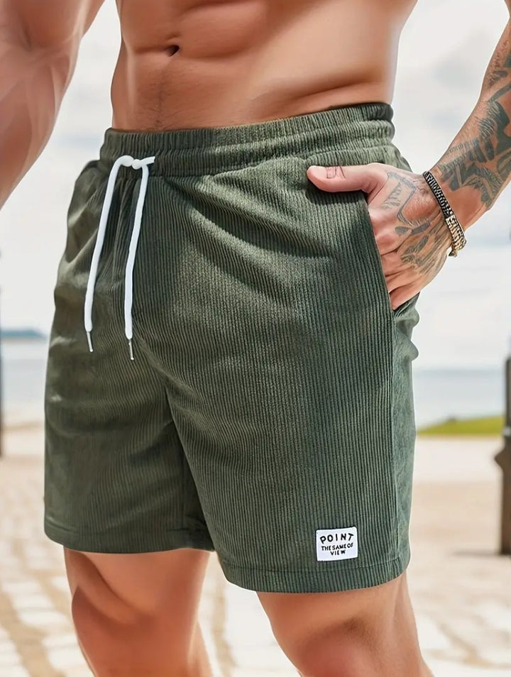 Lace-up Drawstring Shorts Summer Corduroy Sports Short Pants Mens Clothing - Golden Treasures  # #