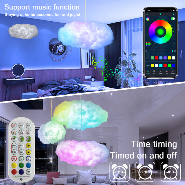 USB Cloud Light APP Control Music Synchronization 3D RGBIC Ambient Light Lightning Simulation Clouds Bedroom Room Light - Golden Treasures  # #