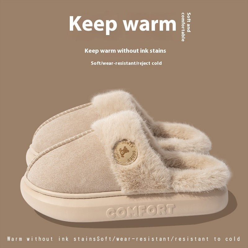 New Plush Slippers For Women Men Winter Warm Home Slipper Indoor Thick-soled Fleece Shoes - Golden Treasures  # #