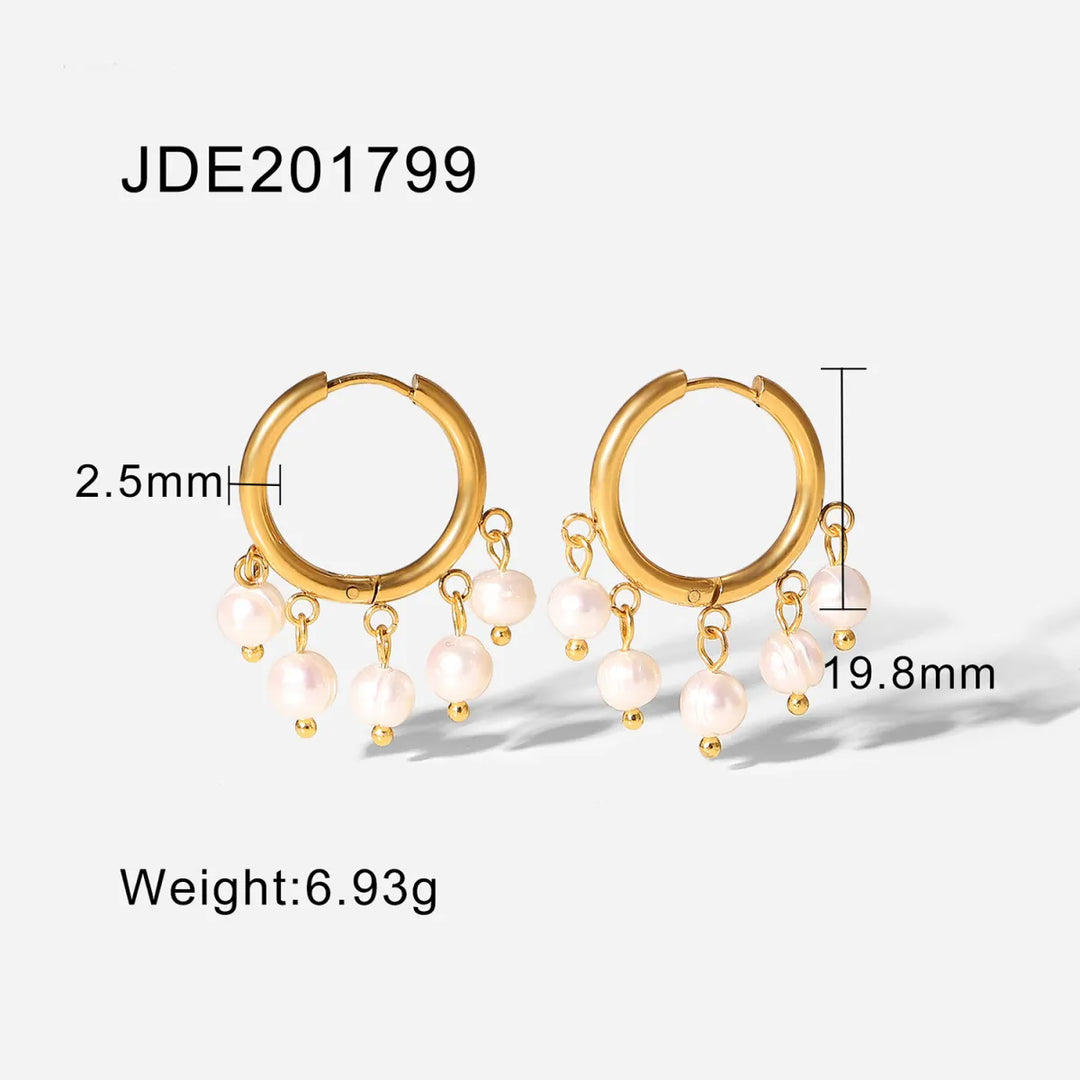 Fashionable Stainless Steel Pearl Earrings