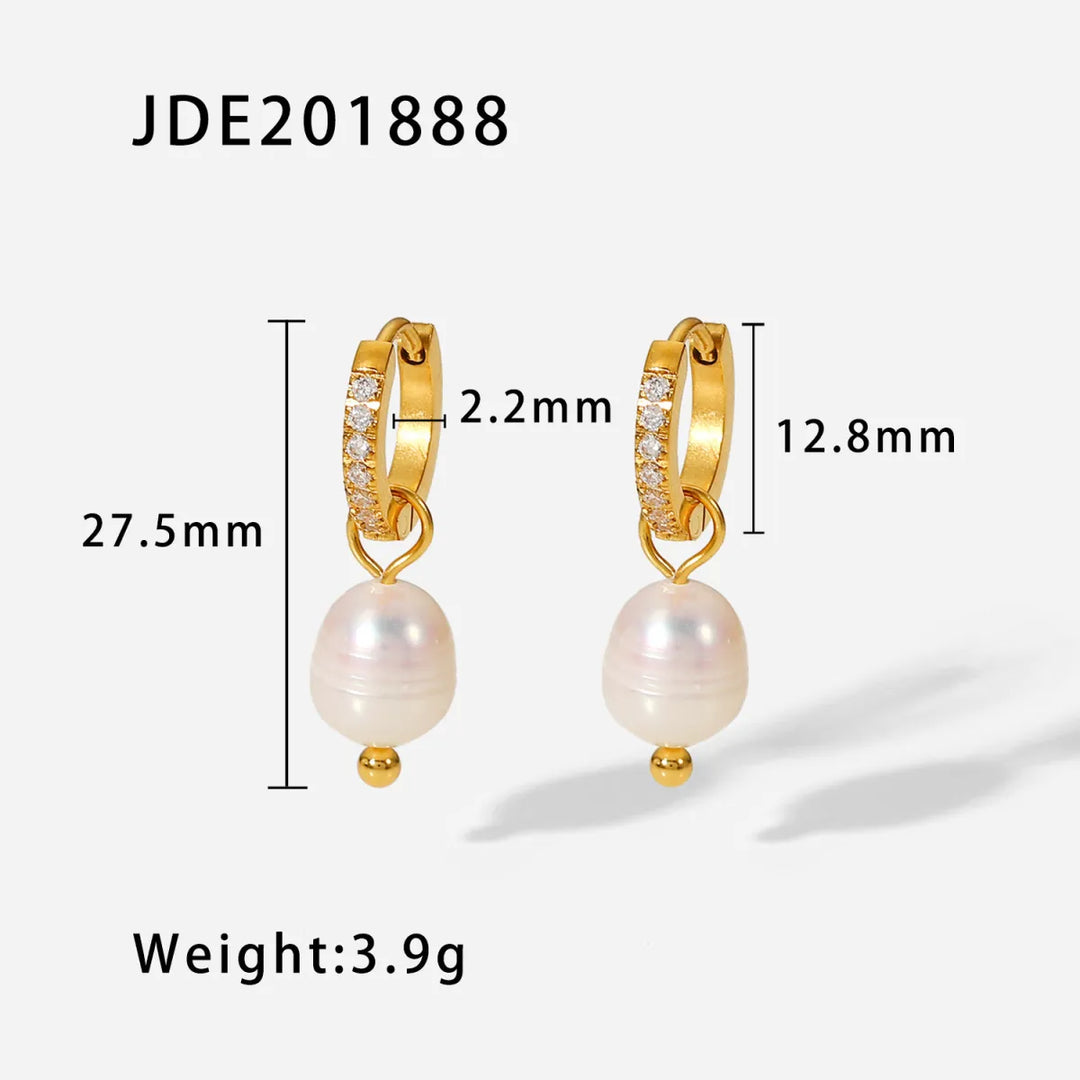 Fashionable Stainless Steel Pearl Earrings