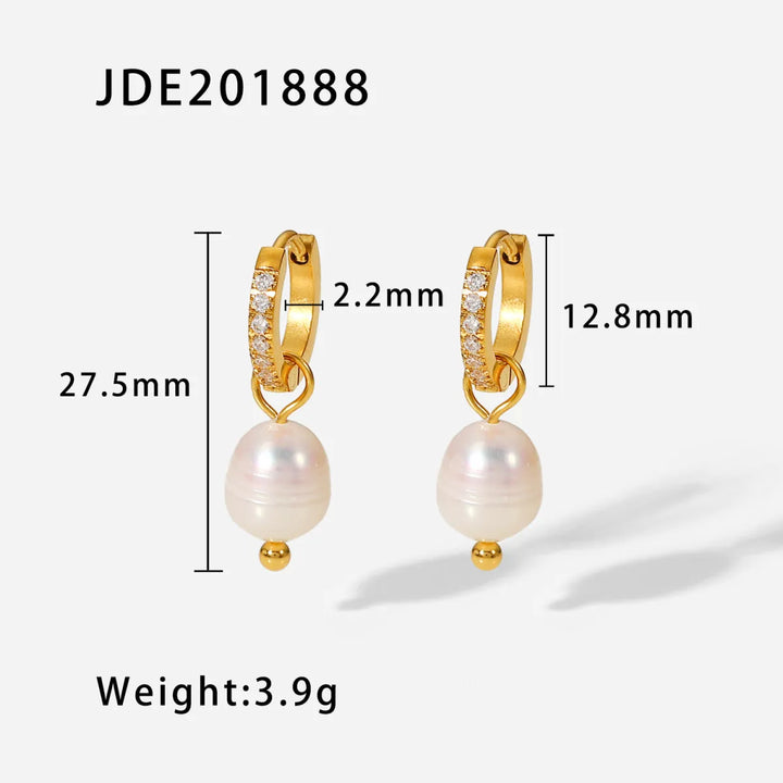 Fashionable Stainless Steel Pearl Earrings