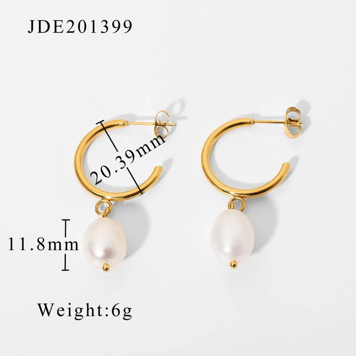 Fashionable Stainless Steel Pearl Earrings