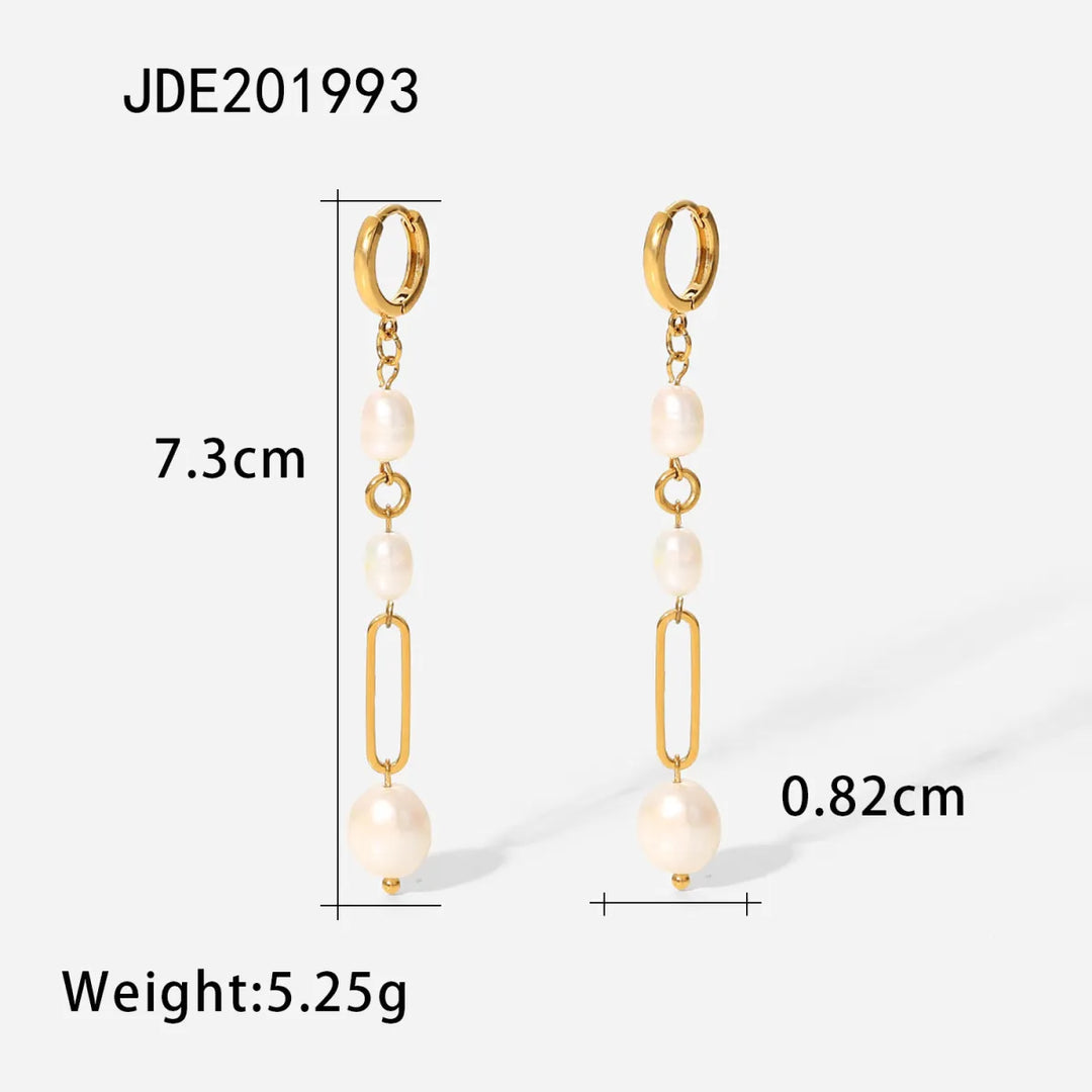 Fashionable Stainless Steel Pearl Earrings