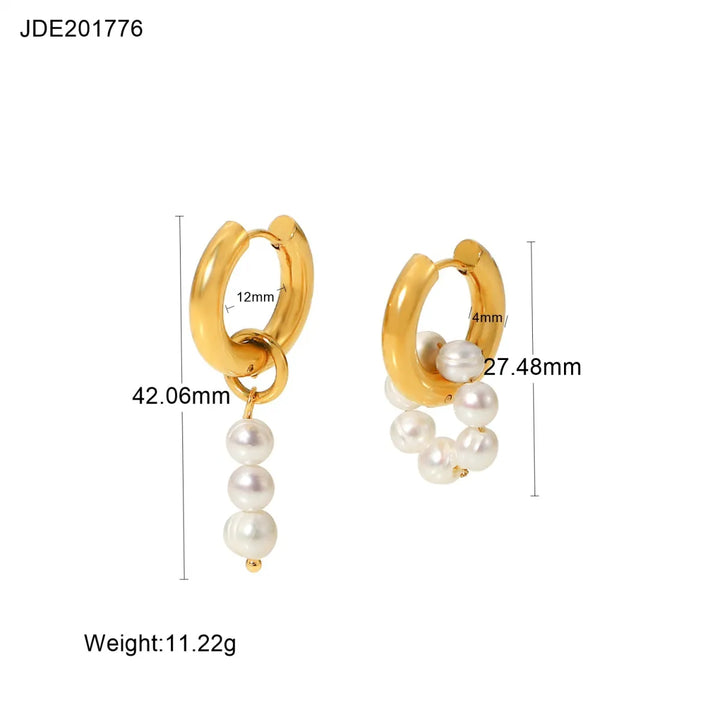 Fashionable Stainless Steel Pearl Earrings